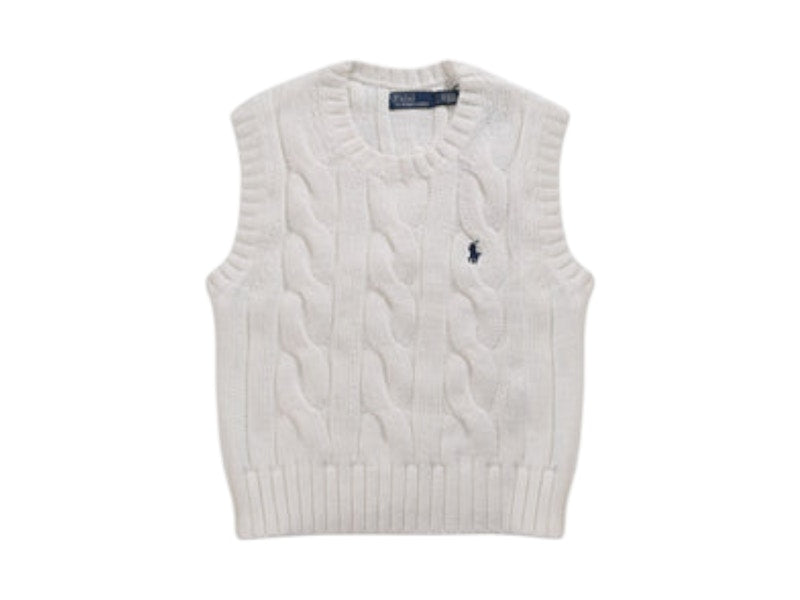 Polo Ralph Lauren Cable Knit Cotton Sweater Vest Wcf White