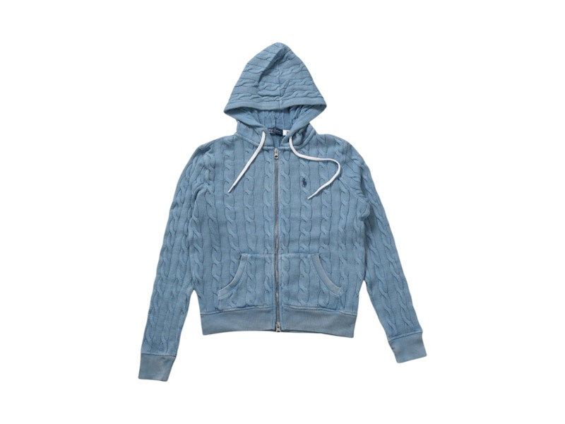 Polo Ralph Lauren Cable-Knit Zip Up Hoodie Chambray Indigo