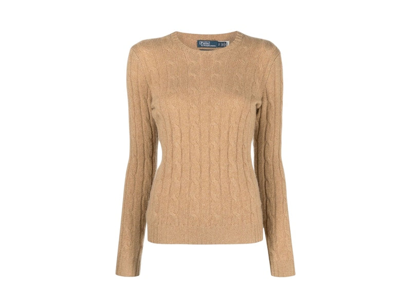 Polo Ralph Lauren Cashmere Classic Julianna Long Sleeve Pullover Collection Camel Melange