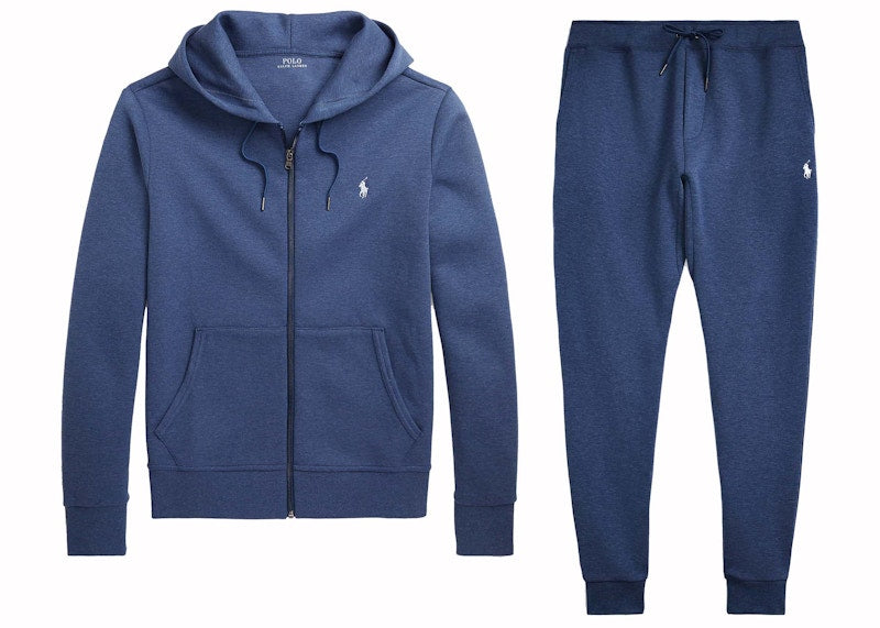 Polo Ralph Lauren Double-Knit Full-Zip Hoodie and Double-Knit Jogger Pant Set Derby Blue Heather