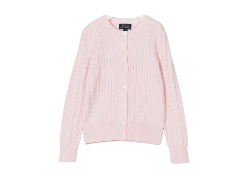 Polo Ralph Lauren Kids Cable Knit Cotton Cardigan Pink