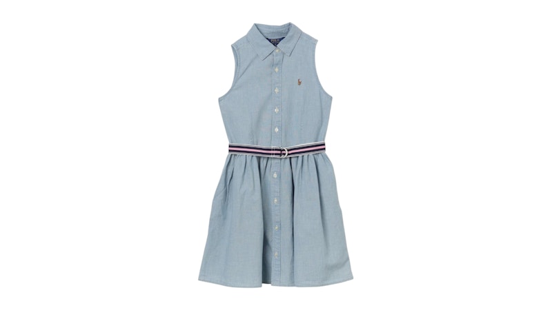 Polo Ralph Lauren Kids Sleeveless Cotton Chambray Shirt Dress Medium Wash