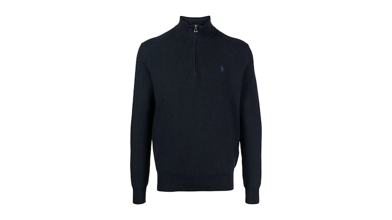 Polo Ralph Lauren L/S Cotton 1/2 Zip Sweater Pullover Heather Navy