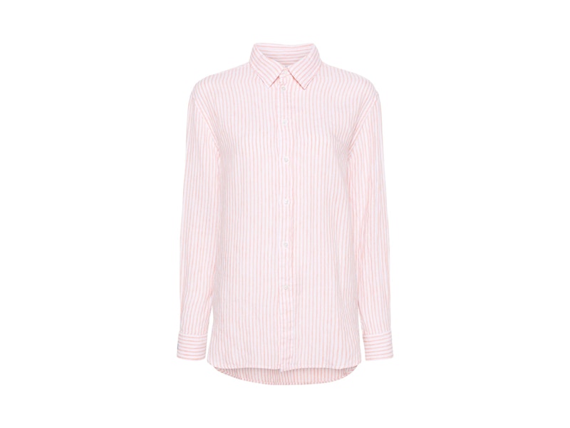 Polo Ralph Lauren Line Ligh Long Sleeve Button Front Shirt Sunfade Orange/White Strp