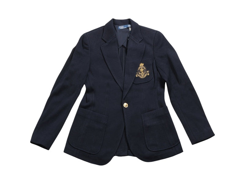Polo Ralph Lauren Logo Crest Knit Blazer Navy