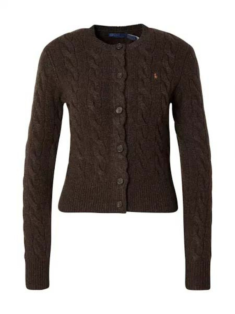 Polo Ralph Lauren Long Sleeve Cardigan Dark Brown Marl