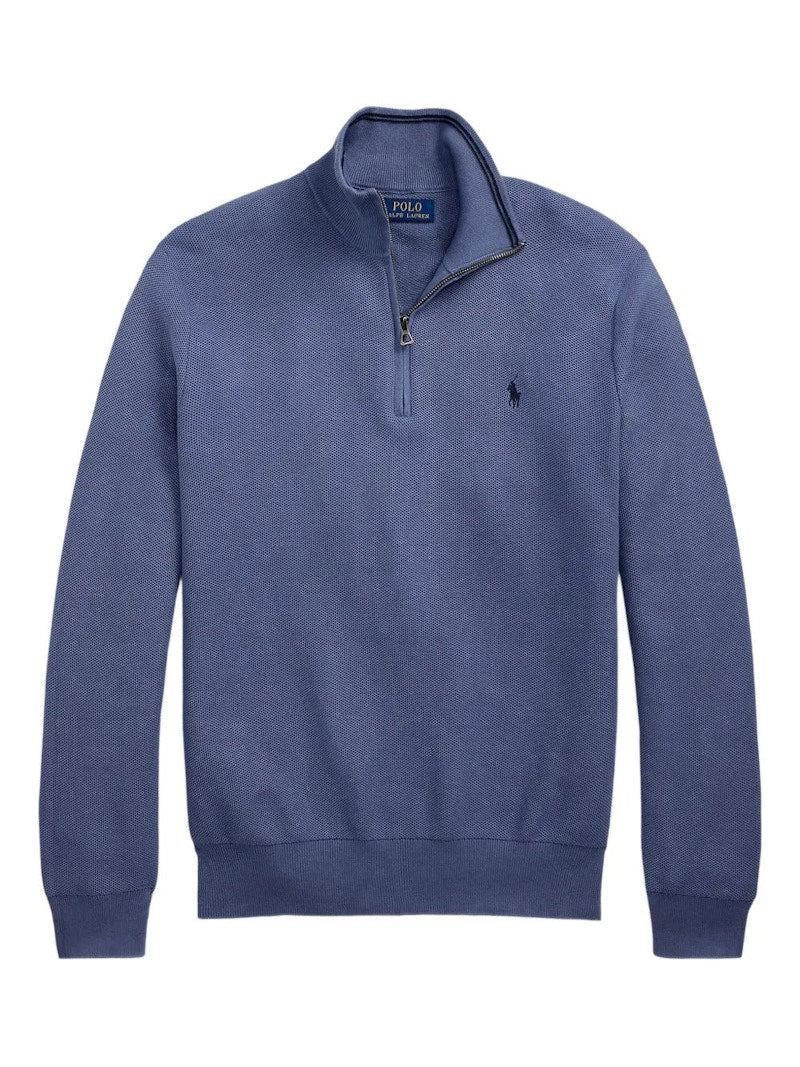 Polo Ralph Lauren Long Sleeve Cotton 1/2 Zip Sweater Pullover Capri Blue