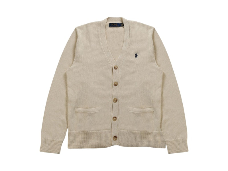 Polo Ralph Lauren Long-Sleeve Cotton Shaker V-Neck Cardigan Andover Cream/Navy Pp