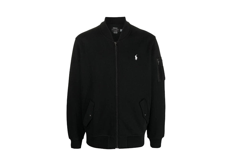 Polo Ralph Lauren Long Sleeve Double Knit Tech Full Zip Bomber Jacket Polo Black