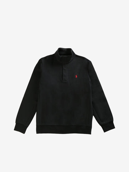 Polo Ralph Lauren Long Sleeve Double Knit Tech Snap Mock Neck Sweatshirt Black