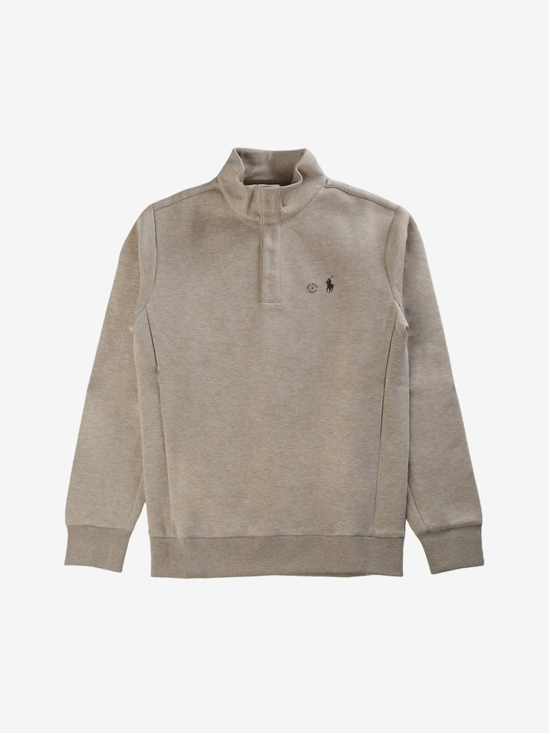 Polo Ralph Lauren Long Sleeve Double Knit Tech Snap Mock Neck Sweatshirt Expedition Dune Heather