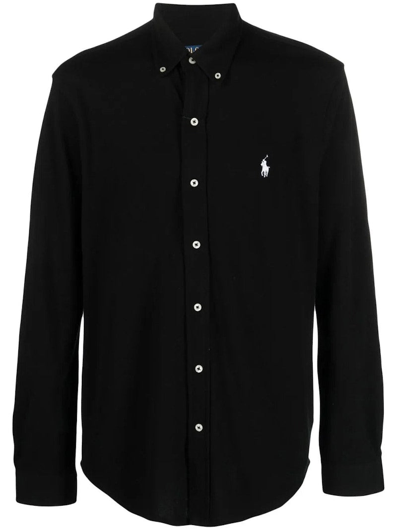 Polo Ralph Lauren Long Sleeve Featherweight Mesh Full Button Sport Shirt Black