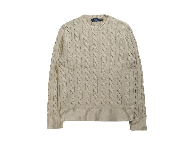Polo Ralph Lauren Long-Sleeve Garment-Dyed Cotton Driver Cable Knit Sweater Natural Gmd