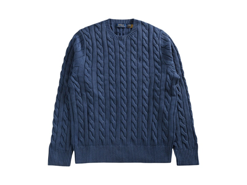 Polo Ralph Lauren Long-Sleeve Garment-Dyed Cotton Driver Cable Knit Sweater Navy Gmd