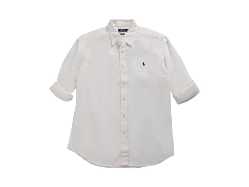 Polo Ralph Lauren Long Sleeve Garment-Dyed Oxford Sport Shirt White