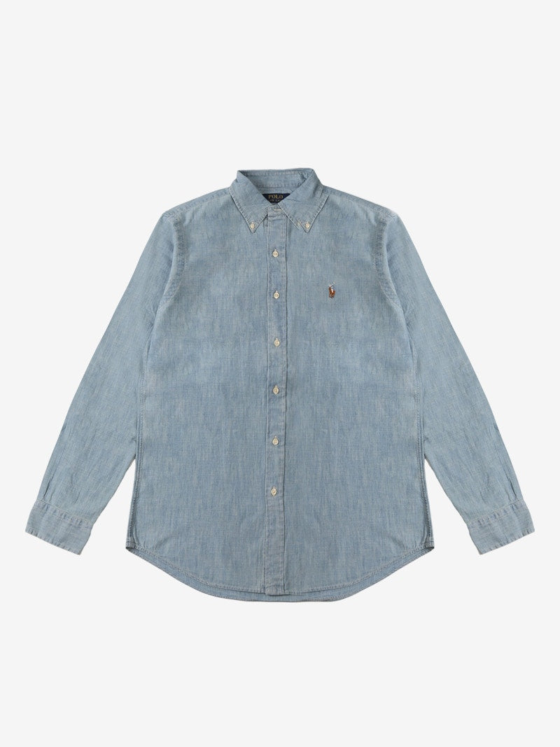 Polo Ralph Lauren Long-Sleeve Indigo Chambray Sportshirt Light Indigo