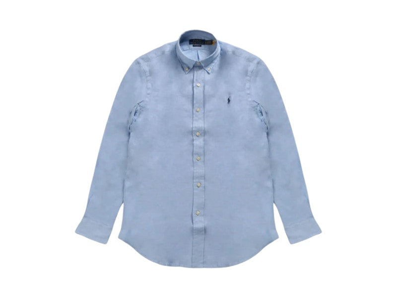Polo Ralph Lauren Long-Sleeve Piece Dye Linen Sport (V1) Shirt Office Blue