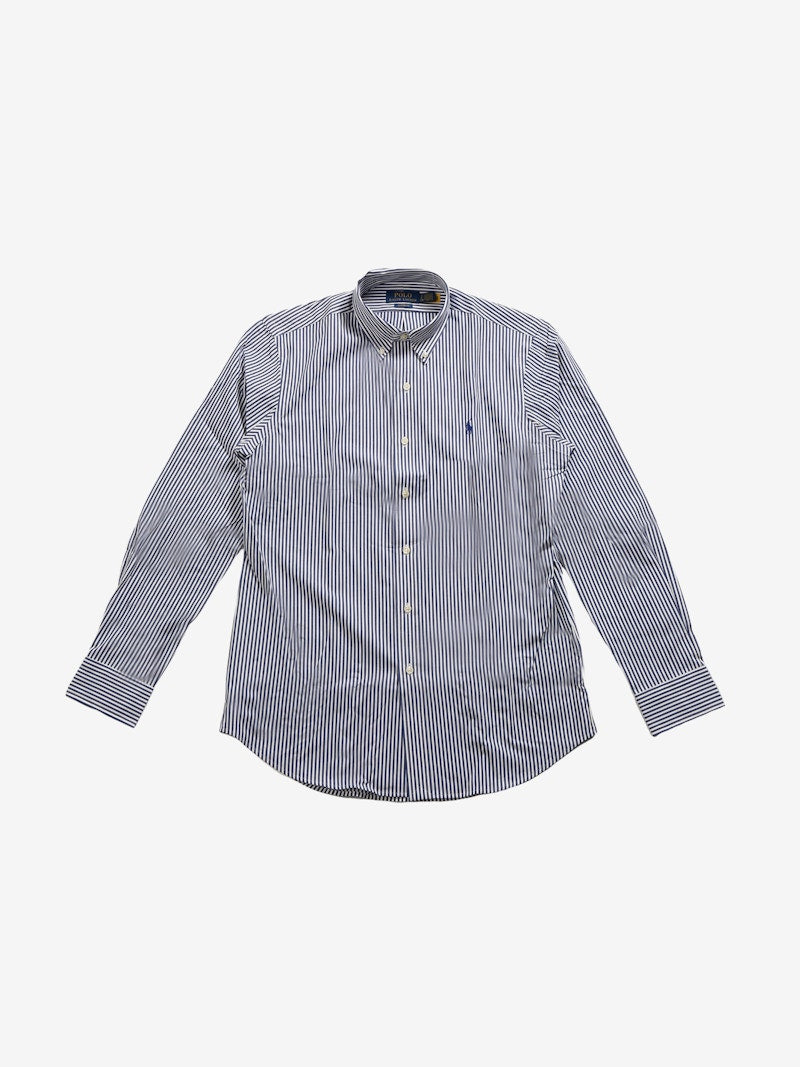 Polo Ralph Lauren Long Sleeve Stretch Poplin Sport Shirt Navy White