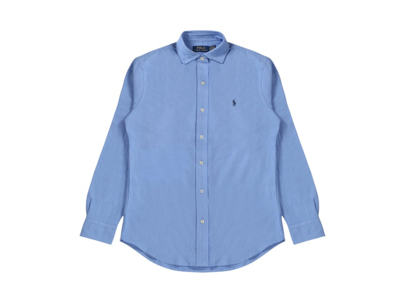 Polo Ralph Lauren Longleeve Cotton Honeycomb Textureport Shirt Canvas Blue