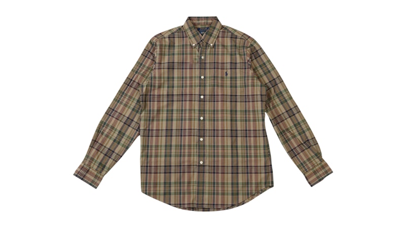 Polo Ralph Lauren Performance Madras Sport L/S Shirt Khaki Navy