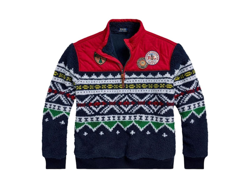 Polo Ralph Lauren Pile Fleece Sweatshirt Cruise Navy Multi
