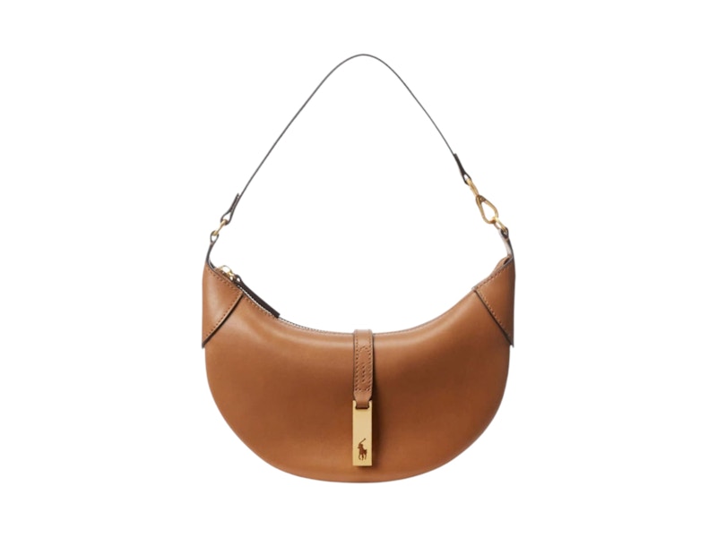 Polo Ralph Lauren Polo ID Small Calfskin Shoulder Bag Tan