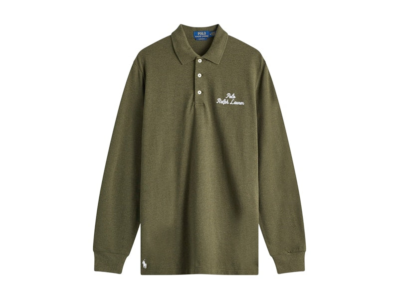 Polo Ralph Lauren Script Logo Long Sleeve Polo Alpine Heather
