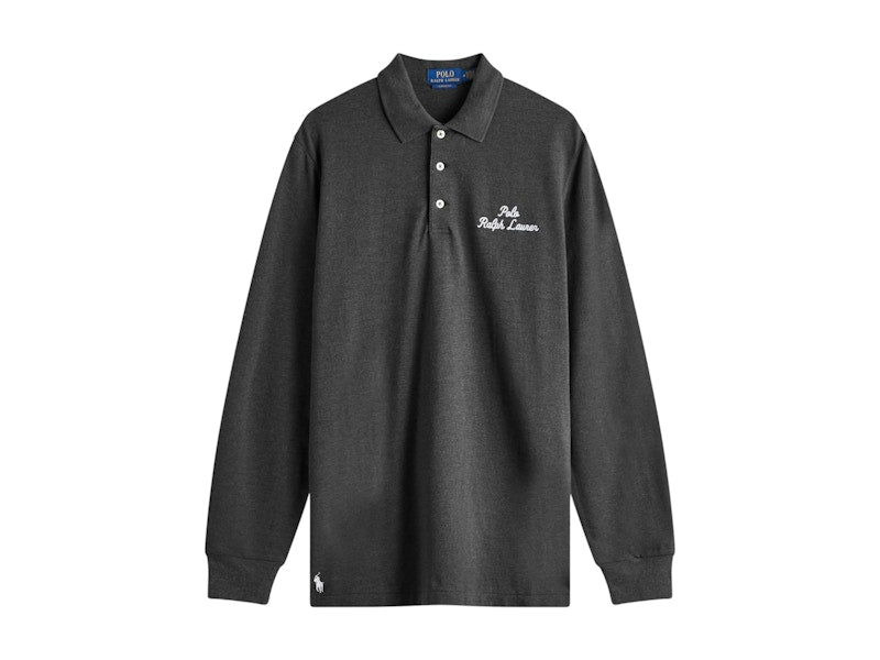 Polo Ralph Lauren Script Logo Long Sleeve Polo Black Marl Heather