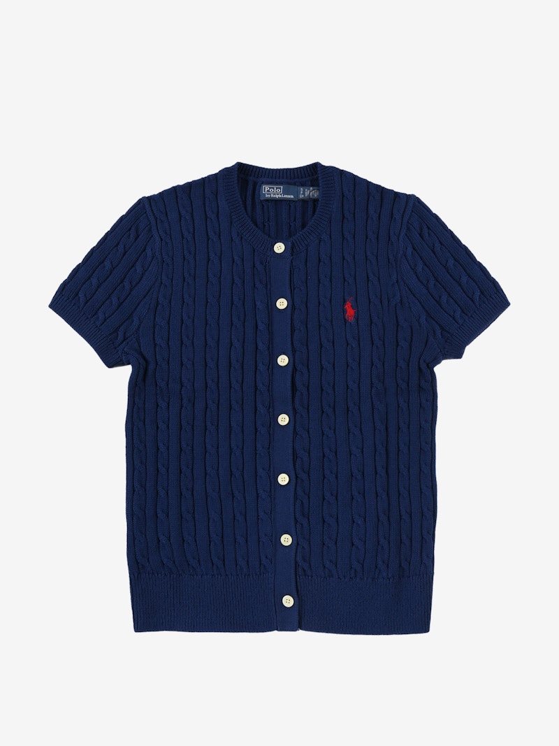 Polo Ralph Lauren Short Sleeve Crewneck Cardigan Harrison Blue