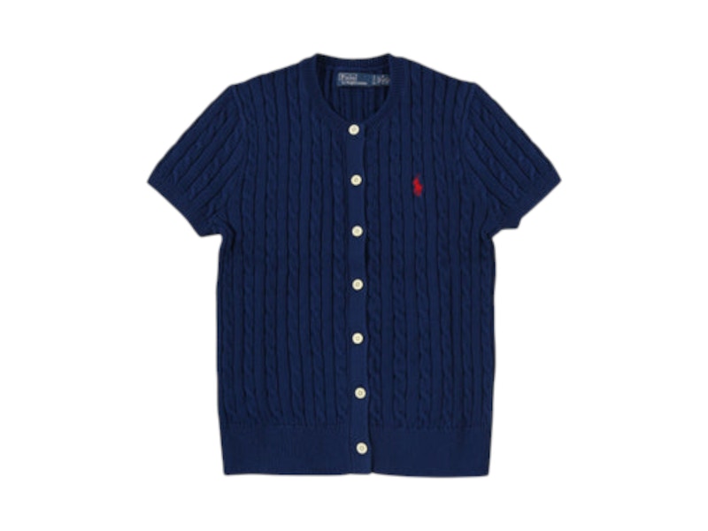 Polo Ralph Lauren Short Sleeve Crewneck Cardigan Harrison Blue