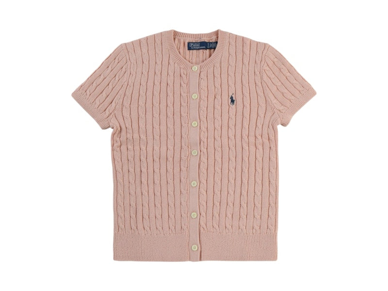 Polo Ralph Lauren Short Sleeve Crewneck Cardigan Pale Pink