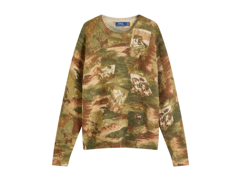 Polo Ralph Lauren Ski Camo Knit Sweater Olive Combo
