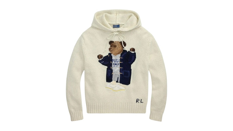 Polo Ralph Lauren Women's Bear L/S Hood Pullover Parchment Cream