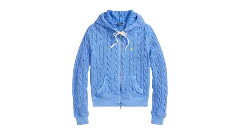 Polo Ralph Lauren Women's Cotton Knit L/S Hood Full Zip Sweatshirt Harbor Island Blue