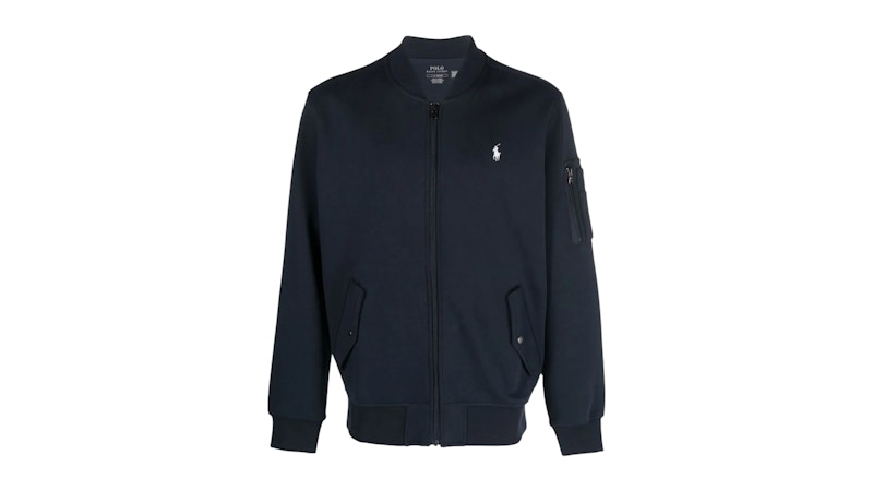 Polo Ralph Lauren Women's L/S Double Knit Tech Full Zip Bomber Jacket Aviator Navy