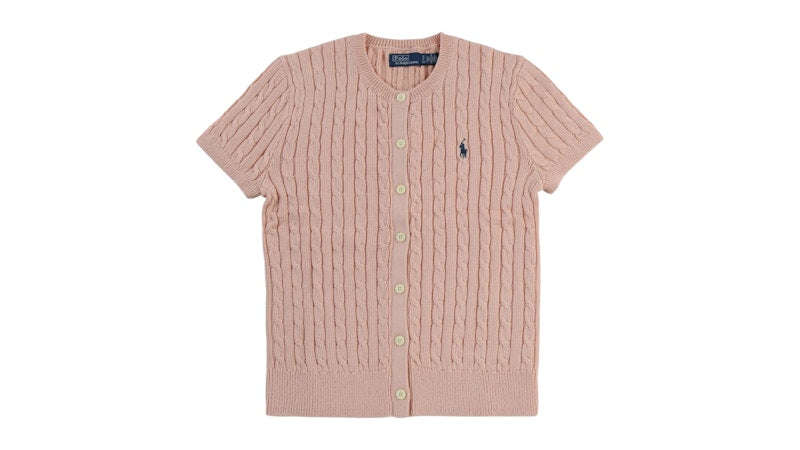 Polo Ralph Lauren Women's Short Sleeve Crewneck Cardigan Pale Pink