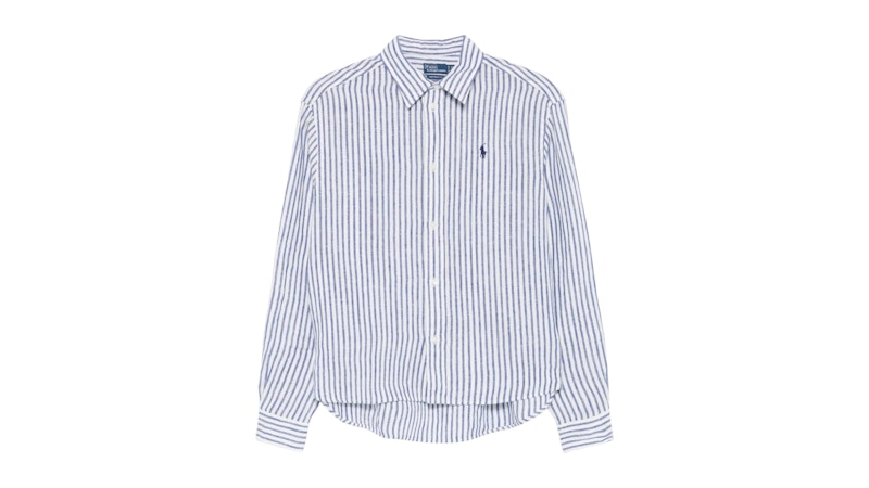 Polo Ralph Lauren Women's Wide Cropped Polo Shirt White/Blue