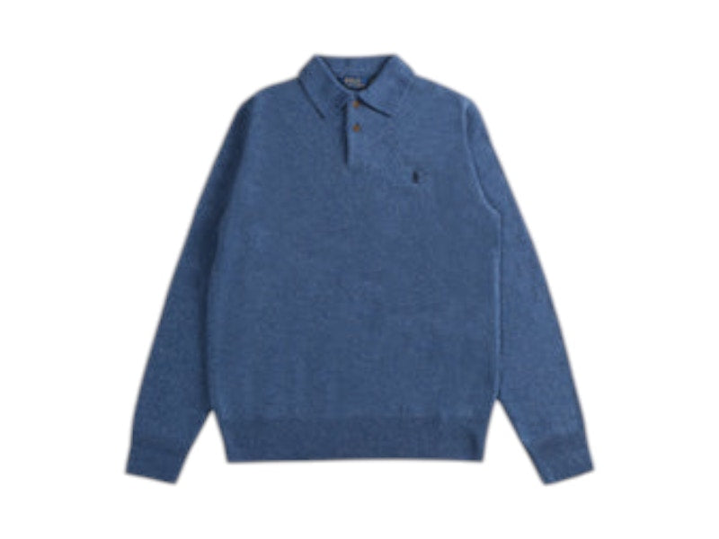 Polo Ralph Lauren Wool Blend Long Sleeve Polo Blue