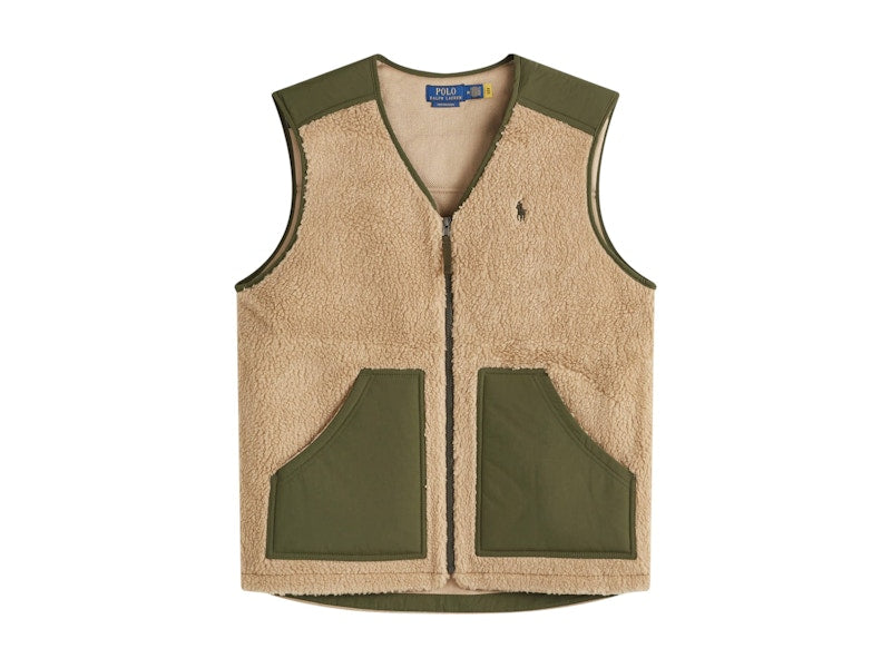 Polo Ralph Lauren Zip Through Gilet Desert Khaki/Dark Loden