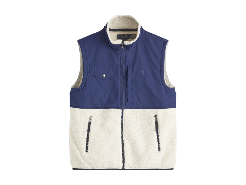 Polo Ralph Lauren Zip Through Panel Gilet Winter Cream/Newport Navy