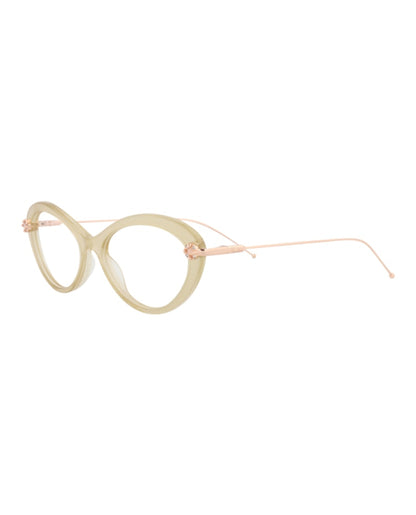 Pomellato Round-Frame Acetate Optical Frames Beige Gold Transparent (PM0099O-30010224-004)