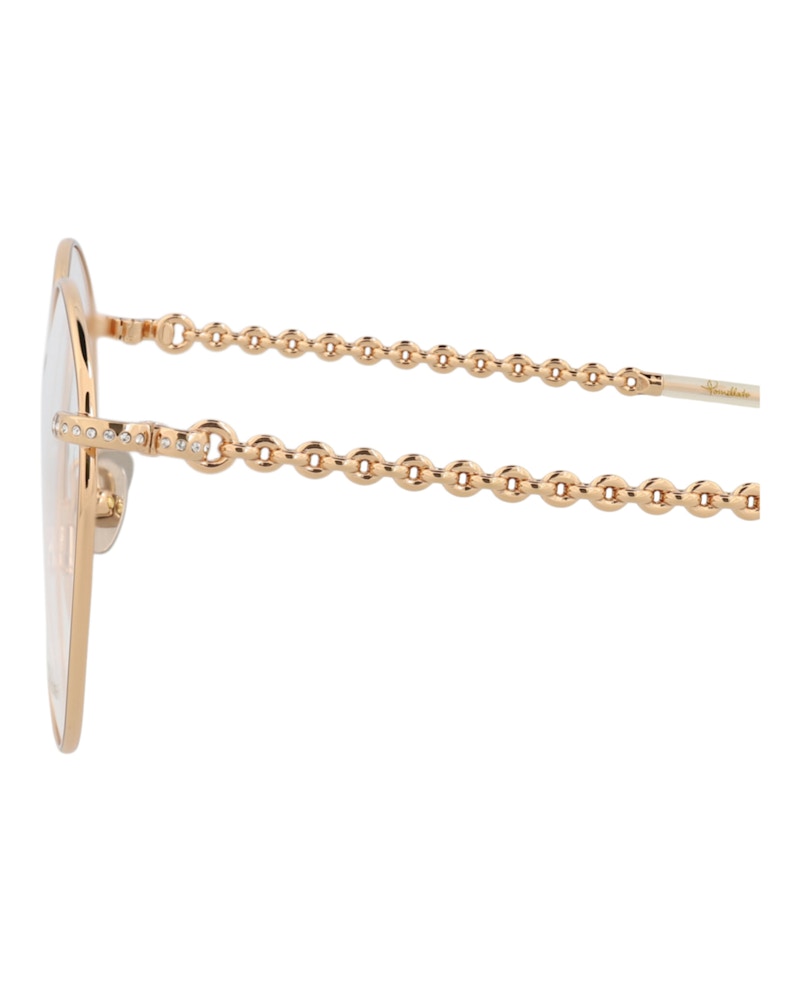 Pomellato Round-Frame Metal Optical Frames Gold Gold Transparent (PM0103O-30010215-001)