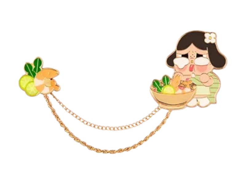 Pop Mart Crybaby Hello Thailand Series Enjoying Tom Yum Soup Badge