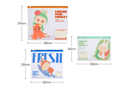 Pop Mart Labubu The Monsters Wacky Mart Series Food Sealing Bag Set of 3 (Small, Medium & Large)