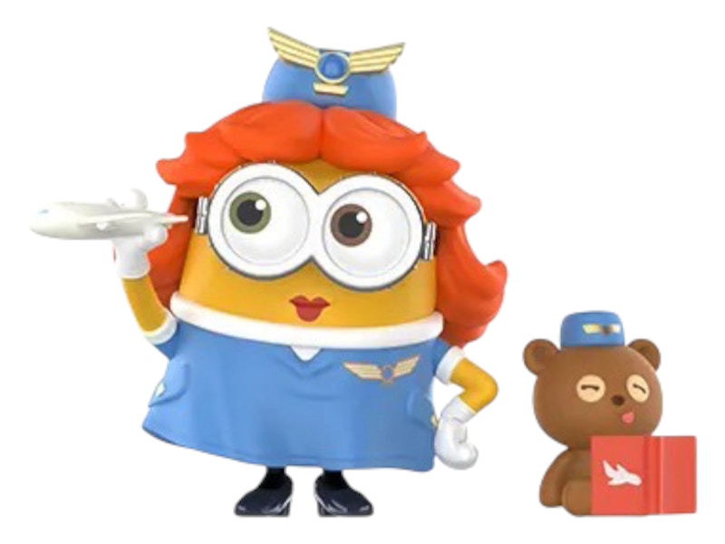 Pop Mart Minions Bedtime Stories by Bob and Tim Series Airplane Safety Figure