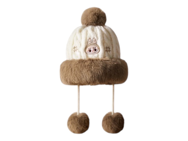 Pop Mart The Monsters Labubu Warm Fluffy Holiday Series Plush Hat