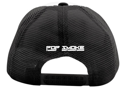 Pop Smoke Faith Rhinestone Trucker Hat Black/White