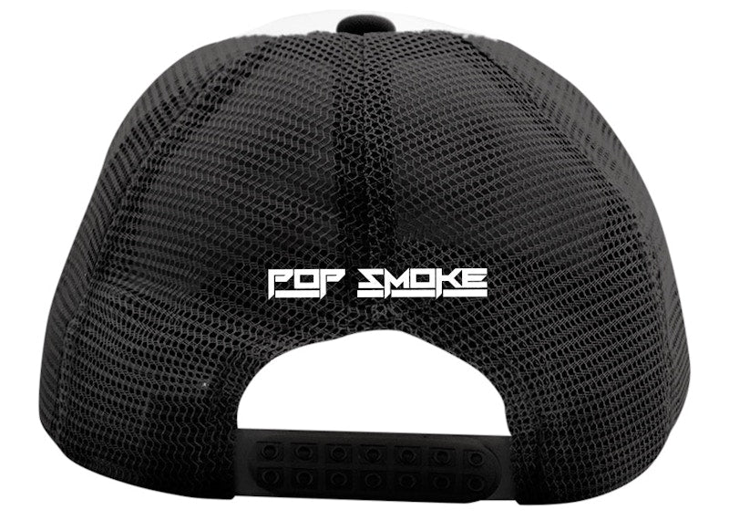 Pop Smoke Faith Rhinestone Trucker Hat Black/White
