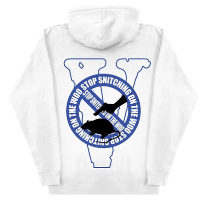Pop Smoke x Vlone Stop Snitching Hoodie White/Blue