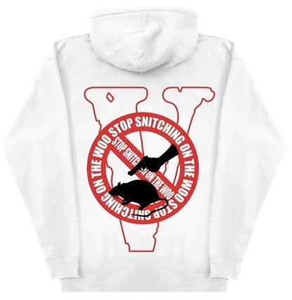 Pop Smoke x Vlone Stop Snitching Hoodie White/Red